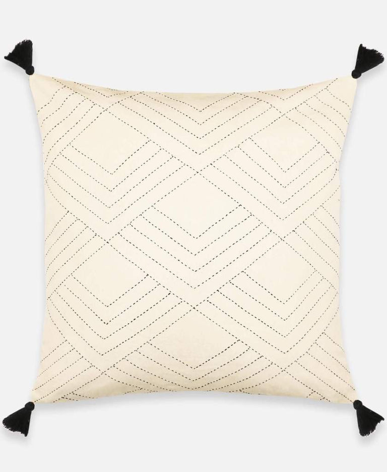 WHITE CHEVRON STITCH THROW PILLOW