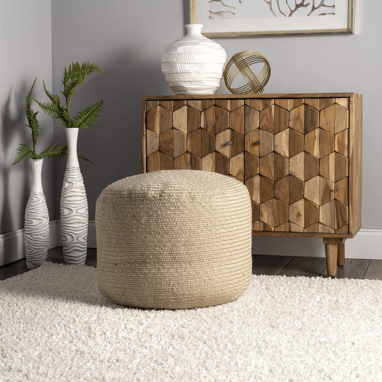 BRAIDED CABLE JUTE POUF
